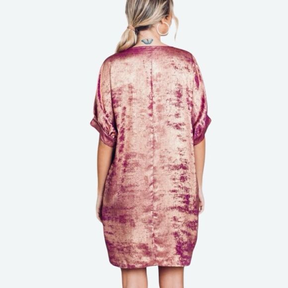 Plus Magenta Metallic  With Pockets Dress NWT - Picture 2 of 4